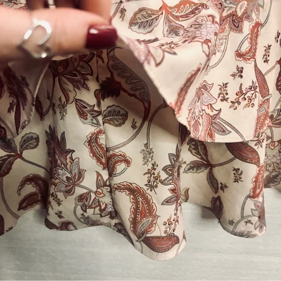 Grace Karin Floral Tiered Maxi Dress in Cream and Brown Size Small - Picture 8 of 15